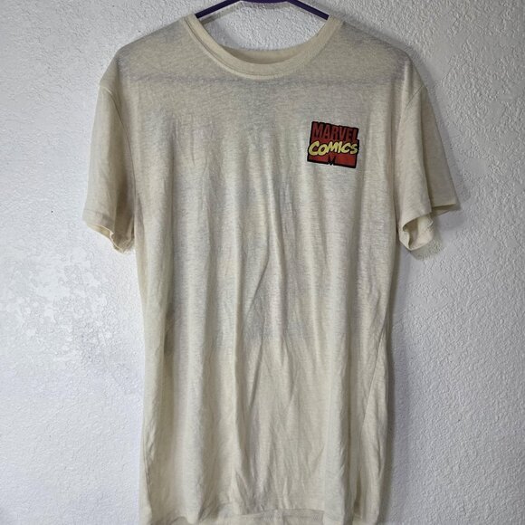 Marvel Comics Shirt Mens Medium White Graphic Tee Superheroes Thor Hulk Iron Man - Picture 1 of 8